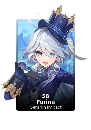 Furina 3D card from a Genshin Impact box